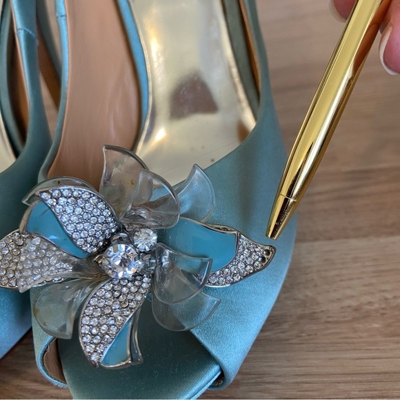 Badgley Mischka Peep Toe Platform Pumps Cleone High-Heel Bridal Blue Size 7.5 - Picture 14 of 14